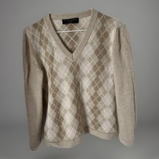 Barbara Lohmann Hamburg Kaschmir Damen Pullover Beige Kariert100%Kaschmir Gr.38