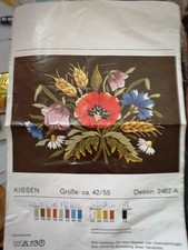 Stickkissen Stickpackung Vintage OVP DIY Blumen 40x40cm