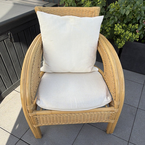 Rattan stuhl gepolstert mit - rattan,