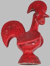 Vintage Roter Keramik-Hahn - Handgefertigtes Dekorationsstück