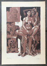 Willi Sitte -Große Lithographie  Frau mit dem Spiegel  - Probedruck  -Signiert