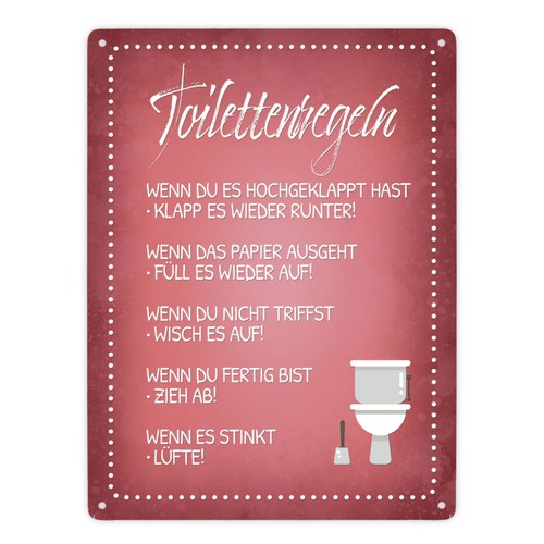 Toilettenregeln metallschild - toilettenregeln,