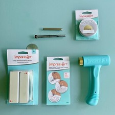 ImpressArt Schmuck Anhänger Stempel Metall Art Deco Hammer + Zubehör Set