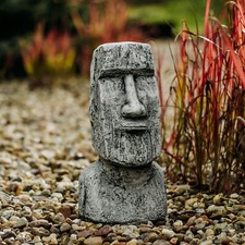 Moai SteinKopf Osterinsel  Steinfigur 41 cm 16 kg Grau Weißbeton frostsicher