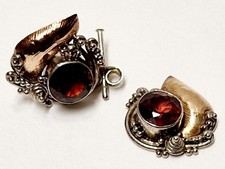Silber - Gold Ohrringe mit Rubine