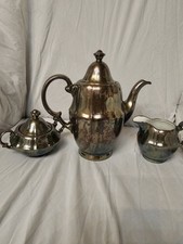 WMF antike Kaffeekanne Zuckerpott und Milchkännchen Porzellan versilbert