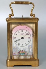 HALCYON DAYS EMAILLE KUTSCHENUHR Glockenschlag und Stundenwiederholung FUNKTIONIERT Englisch