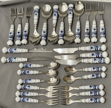 DDR  ABS Besteck 28tlg - 6 Personen - Porzellangriff Zwiebelmuster