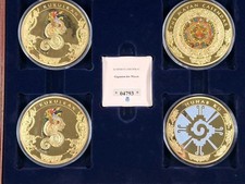 #7 Medaillen Sammlung 4x Giganten der Mayas 70 mm 110 g Cu vergoldet 