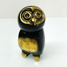 Vintage Bronze Messing Eule mit abnehmbarem, drehbarem Kopf 9,5 cm, 1030 g
