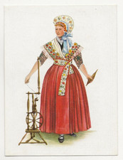 45/78 SAMMELBILD DDR 1955 TRACHTEN -OSNABRÜCKERIN mit SPINNRAD   SPINNRAD SPULE