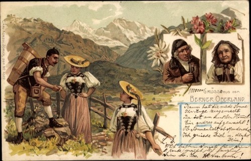 Litho schweizer trachten - schweizer, in