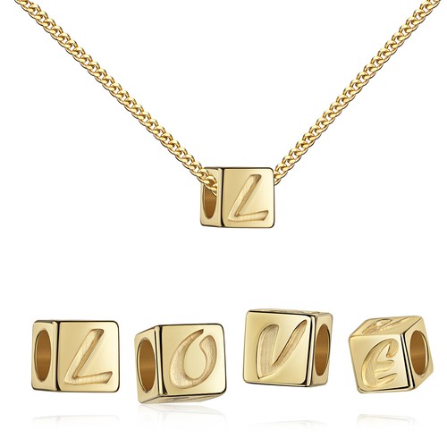 Love anhänger würfel - würfel, gold