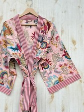 Baumwoll Kimono Morgenmantel Morgenmantel, Blockdruck Brautjungfernmantel,...