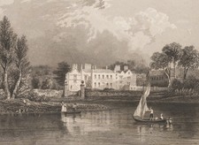 Nach TOMBLESON (*1795), Herrenhaus am Fluss, Sst. Romantik Landschaft 1800-1849