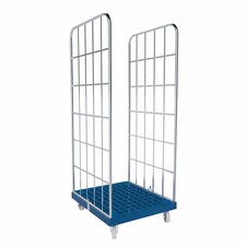 Rollbehälter Gitterwagen Metall - 2-seitig - Nutzhöhe 1.640 mm - Rollplatte Grau