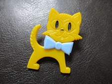 Schwarze Katze-Kater-Anstecker-Pin-f.Kinder-Kindergarten-gelb-unbenutzt-DDR
