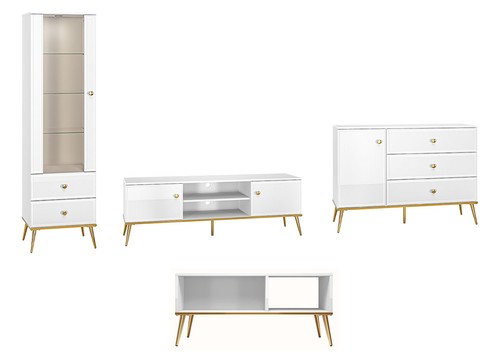 Wohnzimmer set goldin 4tlg - wohnzimmer-set,