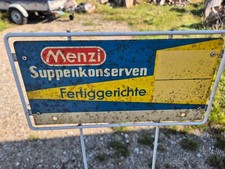 MENZI Suppenkonserven Fertiggerichte Dosenhalter Werbeaufsteller  70er Werbung