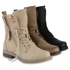 Damen Leicht Gefüttert Schnürstiefeletten Stiefelette Zipper 841451 Schuhe