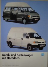 Prospekt / Broschüre VW Bus T4 Kombi und Kastenwagen mit Hochdach Stand 02/1993