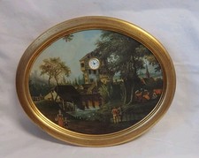 Bilder Uhr Vintage Limitierte Ausgabe Nr. 268E -Am Wehr-- Ovales Bild Goldrahmen