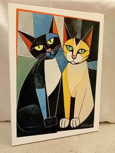 ölgemälde katzen abstrakt - Ölgemälde,