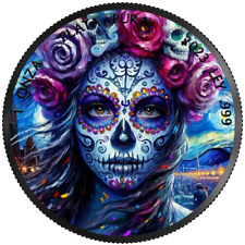 Dia de los Muertos 1oz Silver Coin Black Ruthenium and Color Mexiko 2023