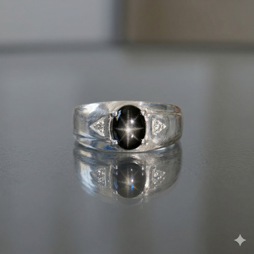 Schwarzer stern saphir ring - schwarzer,