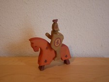 OSTHEIMER Figur Ritter mit Schild + Turnierpferd Pferd rot für Ritterburg - Holz