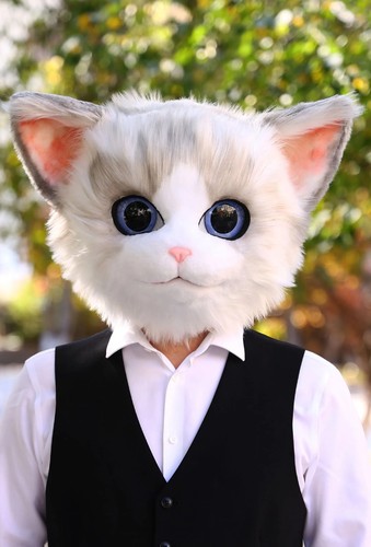 Pelzige katze maske kigurumi - pelzige,