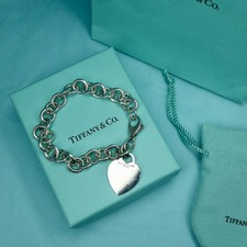 Tiffany & Co schweres Kettenarmband 7,5 cm Silber 925 mit großem leeren Anhänger
