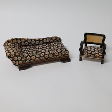 Altes Puppenstuben Holz Puppenmöbel Modellmöbel Chaiselongue Armlehnstuhl (41)