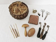 Antik 1900 Korb Nähset