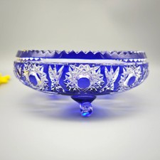 Kristallglas Anbietschale blau