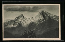 Ansichtskarte Berchtesgaden, Watzmann-Sage, Berggesichter 