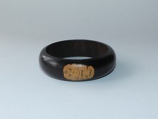 Breiter Armreif - sehr dunkles Holz - Vintage