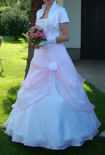 Brautkleid Princess Prinzessin weiß/rosa Gr. 36 Corsage Reifrock + Bolero