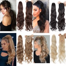 Kordelzug Haarteil Zopf Clip Pferdeschwanz Haarverlängerung Lockig Ponytail Dick