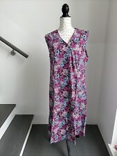 Damen Hauskleid Schürze Gr. 44 Neu Blumen  Rosa Blau Kittelschürze
