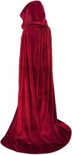 Umhang Rot Samt Lang Mit Kapuze Für Halloween Kostüm Zauberer Vampir Gr. L ✅