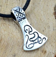 Kleines Axtblatt 925 Silber Ketten-Anhänger, Viking Larp Thor Kelten Mjölnir Axt