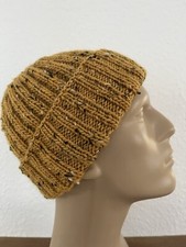 Herren Mütze, Fischermütze,Größe L-XL , Merino, Senfgelb Tweed/NEU