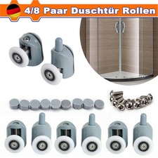 4/8 Paar Duschtür Ersatz Rollen Rollenführung für Duschkabine Glastürrolle 25mm