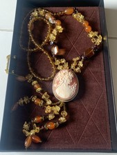 Alte gemme Kamee kette mit 800 silber