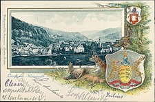 Ansichtskarte Herrenalb 1900 geprägt Wappen Heraldik Tiere  (b256) Baden-Württem