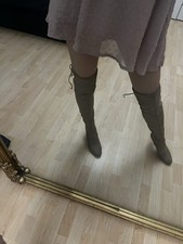 Overknees Beige 38 zum Schnüren Stiefel High Heels Boots gebraucht