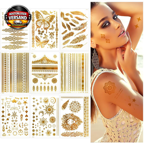 Goldene temporäre tattoo - goldene,