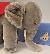 Steiff schöner Elefant 0500/17 grau 17cm stehend Satteldecke Glöckchen 1A KF
