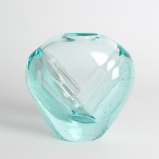 Tschechische Glas Vase Ladislav Palecek Skrdlovice Boho Türkis Czech glass